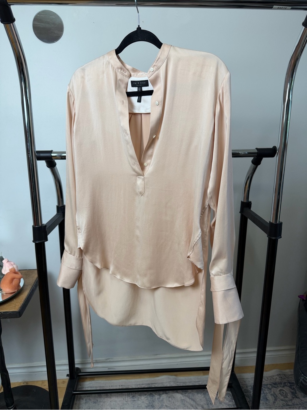 rag & bone New York 100% Silk Open Back Chain Detail Blouse XS